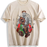 Alvarez The Undisputed King Mexico Goat Of Boxing Style vintage washed oversized T-shirt in Beige