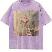 Glam Doll on a Ladder Vintage Washed T-Shirt in Purple