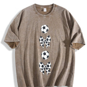 Soccer Bows Vintage Washed T-Shirt in Brown