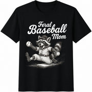 Feral Baseball Mom Cotton T-Shirt in Black