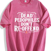 Dead Pedophiles Don't Re-offend Text Tank Vintage Washed T-Shirt in Red