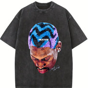 Retro- Short-sleeve Made Of Vintage Washed T-Shirt in Black