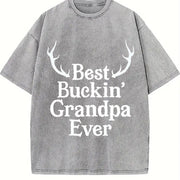 Best Buckin Grandpa Ever Fathers Hunting for Grandfather Vintage Washed T-Shirt in Gray