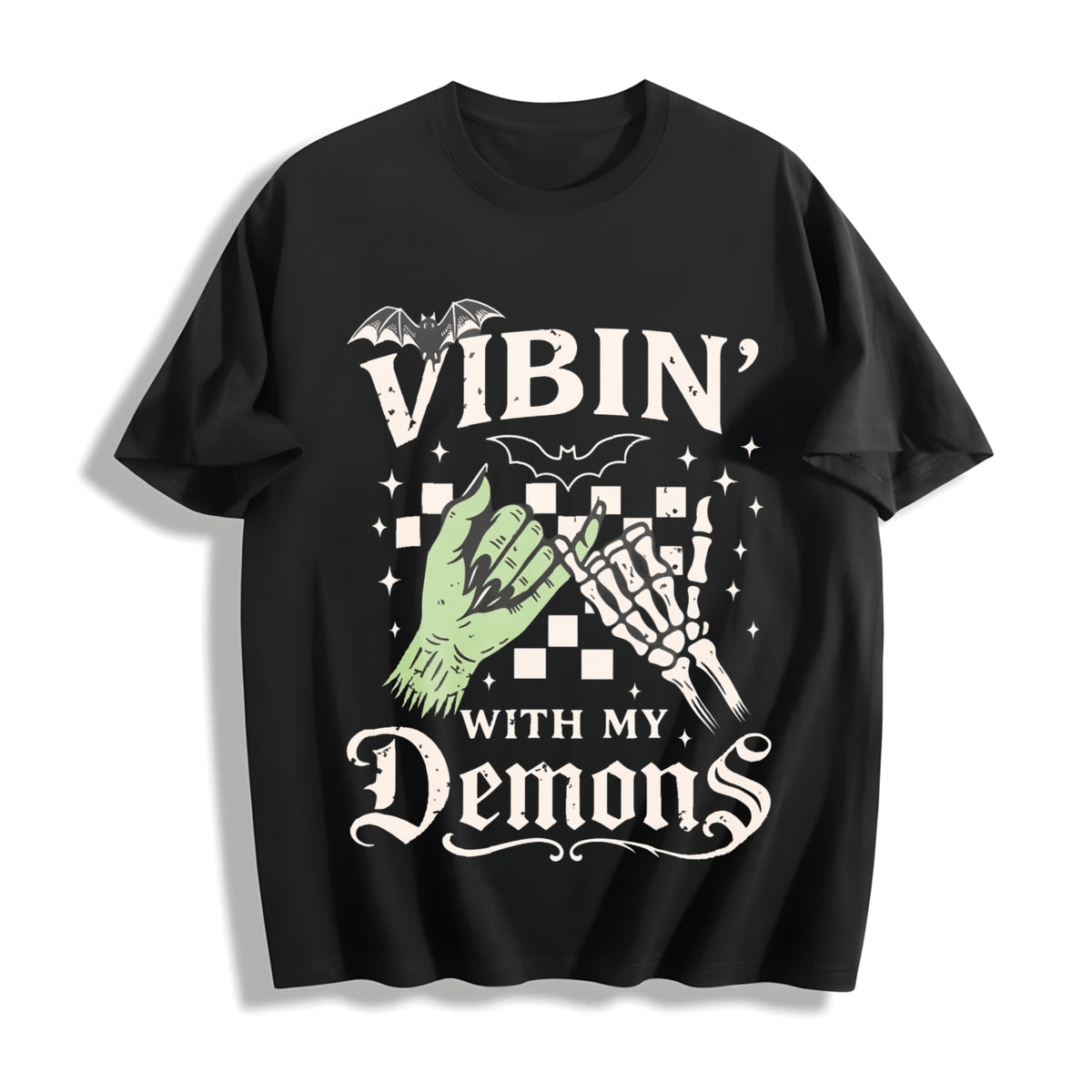 Vibin’ with My Demons Cotton T-Shirt in Black