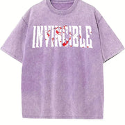 Invincible Superhero Sleeveless Tank Vintage Washed T-Shirt in Purple