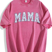 Mama with Toile Floral Vintage Washed T-Shirt in Red