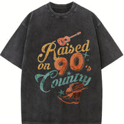Raised on 90s Country Vintage Washed T-Shirt in Black