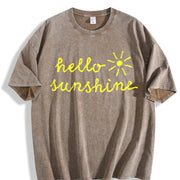 Hello Sunshine Sarcastic Novelty for Ladies Cute Ladies Vintage Washed T-Shirt in Brown