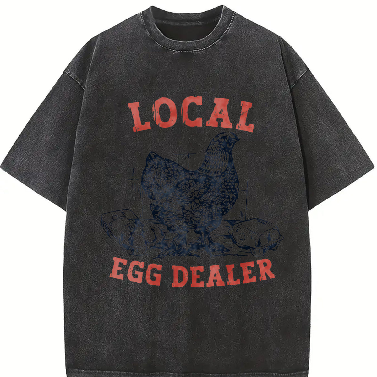 Local Egg Dealer Chicken vintage washed oversized T-shirt in Black