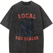 Local Egg Dealer Chicken vintage washed oversized T-shirt in Black