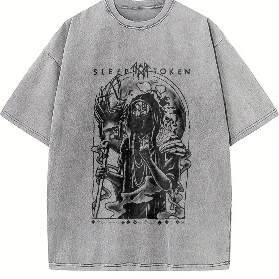 Sleep Token Vessel Heavy Metal vintage washed oversized T-shirt in Gray