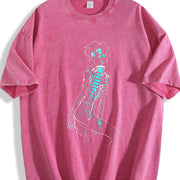 Neon Evangelion Anime Manga vintage washed oversized T-shirt in Red