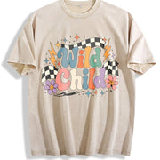 Wild Child Vintage Washed T-Shirt in Beige