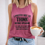 I Prefer Not to Think Before Speaking I Like Being Just As Women's Color Cotton Tank Top in Red