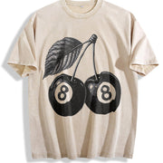 8 Ball Cherry Retro Vintage Washed T-Shirt in Beige