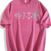 Ocean Sail ® 90s Retro Sea Shell Bech Vintage Washed T-Shirt in Red