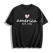 Patriotic America V Neck Cotton T-Shirt in Black