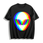 Premium Alien Head Trippy Vaporwave Techno Rave EDM Music Cotton T-Shirt in Black