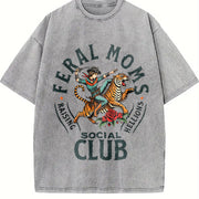 Feral Moms Social Club Vintage Washed T-Shirt in Gray