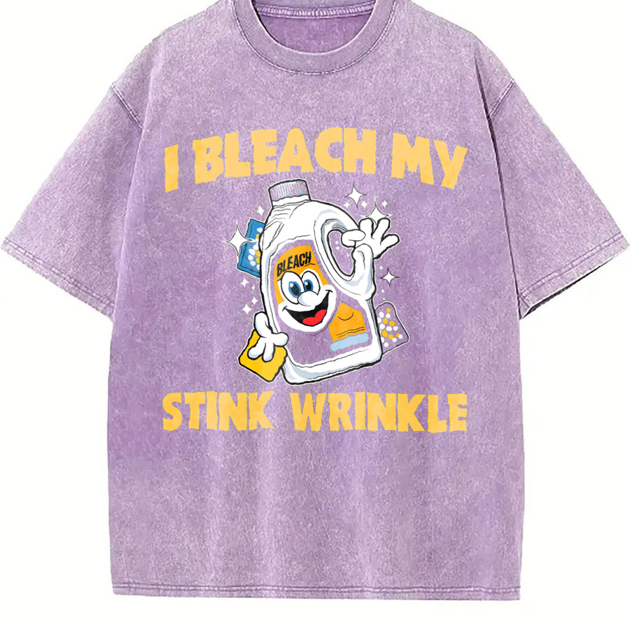 I Bleach My Stink Wrinkle vintage washed oversized T-shirt in Purple