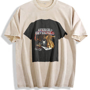 Avenged sevenfold City of Evil for Gothic Fans Heavy Metal vintage washed oversized T-shirt in Beige