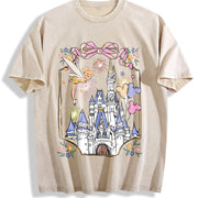 Retro Walt World Magical Castle Trip vintage washed oversized T-shirt in Beige