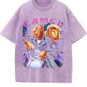 Joe Camel Joe Camel Motorcycle AD Custom vintage washed oversized T-shirt in Purple