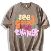 230gsm Blouse Vintage Washed T-Shirt in Brown
