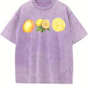 Lemon 90s Retro ® Y2k Lemon Cute Vintage Washed T-Shirt in Purple