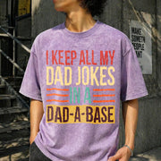 I Keep All My Dad Jokes in a Dad-a-base Vintage Washed T-Shirt in Purple
