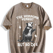 Retro Possum Says 90s Vintage Washed T-Shirt in Brown