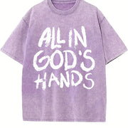 All in God's Hands Faith Vintage Washed T-Shirt in Purple