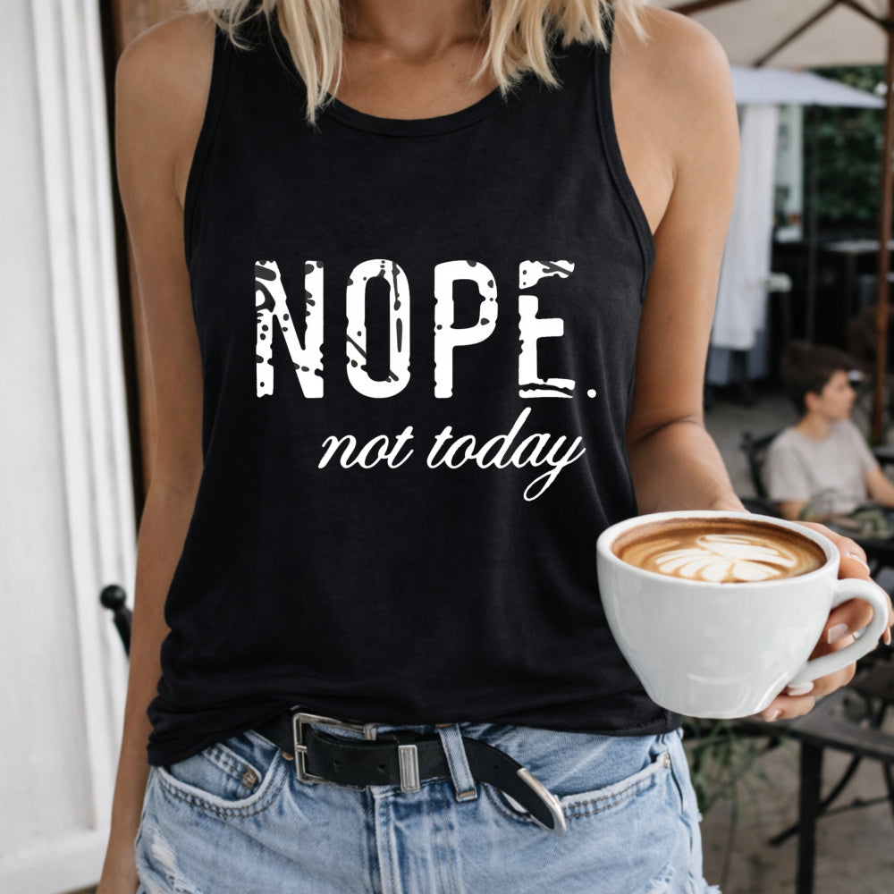 Letter Tank Women's Color Cotton Tank Top in Black