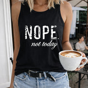 Letter Tank Women's Color Cotton Tank Top in Black