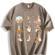 Burger Lover Silly Goose Vintage Washed T-Shirt in Brown
