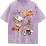 Fourth Wing Series For Fans War College Dragon Rider vintage washed oversized T-shirt in Purple