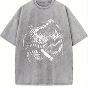 T Rex Smoke Y2k 90s Vintage Washed T-Shirt in Gray
