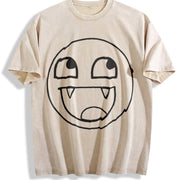 Epic Face Vampire Y2K Goth Emo Scene Tapout Affliction vintage washed oversized T-shirt in Beige