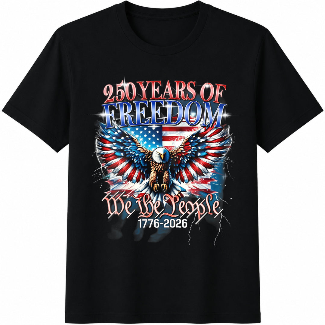 USA 250 Years of Freedom Eagle Cotton T-Shirt in Black