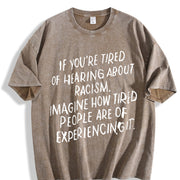Anti-racism Statement Vintage Washed T-Shirt in Brown