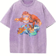 Funky Kong Surf Meme Animal Vintage Washed T-Shirt in Purple