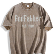 Godfather Est 2022 Fathers Day Vintage Washed T-Shirt in Brown