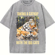 Tiger Lover Tiger at the Zoo Vintage Washed T-Shirt in Gray