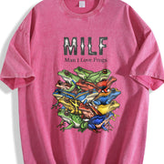 Retro Milf 90s Frogs Vintage Washed T-Shirt in Red