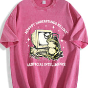 Popular AI Frog Vintage Washed T-Shirt in Red