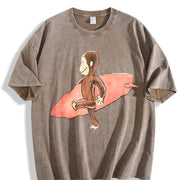 Curious Georgee Surfing Vintage Washed T-Shirt in Brown