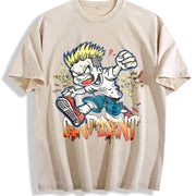 Cartoon Confident Tank Vintage Washed T-Shirt in Beige