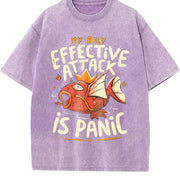 Effective Attack Is Panic vintage washed oversized T-shirt in Purple