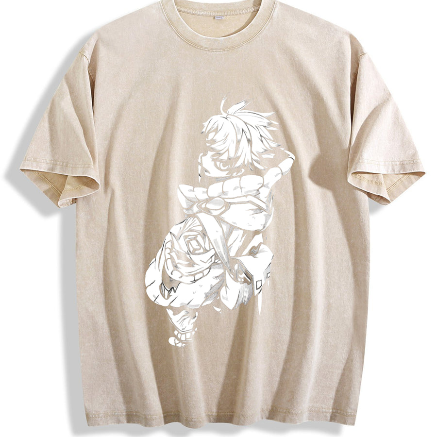 Rudo Gachiakuta – Anime Heavy for Fans 2025 vintage washed oversized T-shirt in Beige