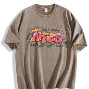 Zodiac Sign Horoscope Month Signs Celestial Star Sign vintage washed oversized T-shirt in Brown
